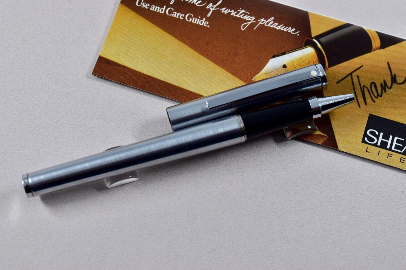 Sheaffer Targa White Dot Brushed Stainless Steel Rollerball Pen-Sheaffer-Truphae