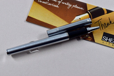 Sheaffer Targa White Dot Brushed Stainless Steel Rollerball Pen-Sheaffer-Truphae