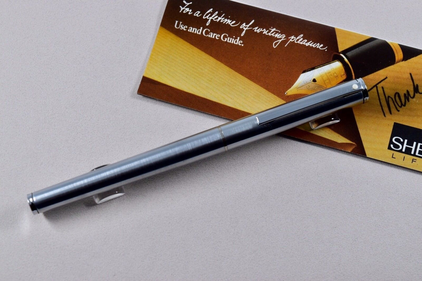Sheaffer Targa White Dot Brushed Stainless Steel Rollerball Pen-Sheaffer-Truphae