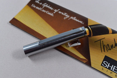 Sheaffer Targa White Dot Brushed Stainless Steel Rollerball Pen-Sheaffer-Truphae