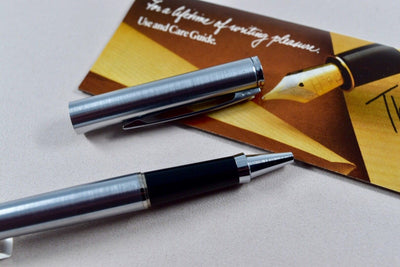 Sheaffer Targa White Dot Brushed Stainless Steel Rollerball Pen-Sheaffer-Truphae