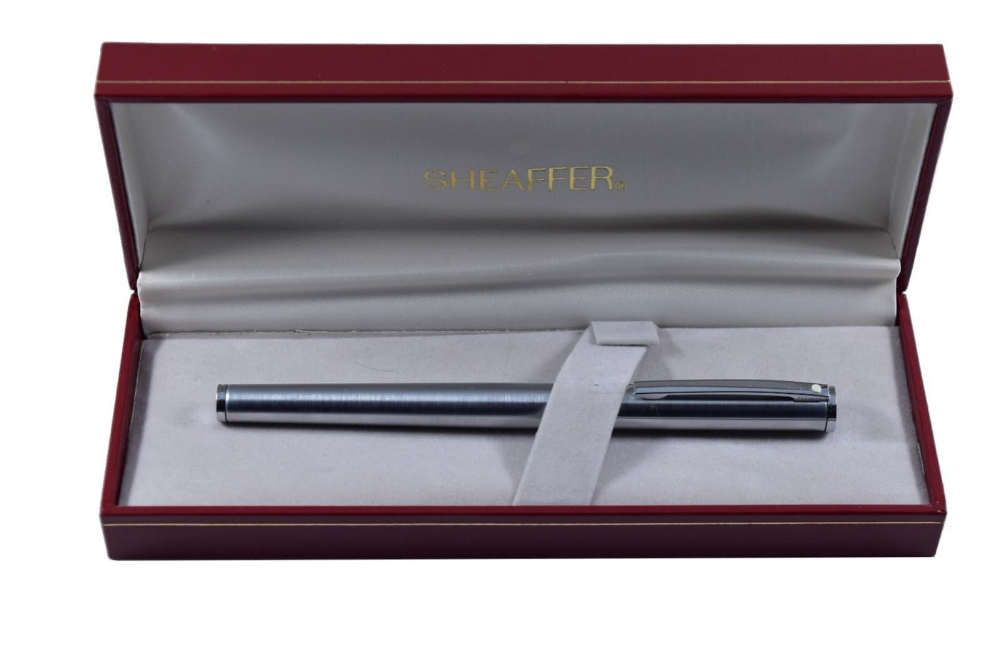 Sheaffer Targa White Dot Brushed Stainless Steel Rollerball Pen-Sheaffer-Truphae