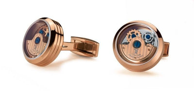 TF Est 1968 Rotor Model Rose Gold Plated Rotating Balance Wheel Cufflinks Set-TF Est 1968-Truphae