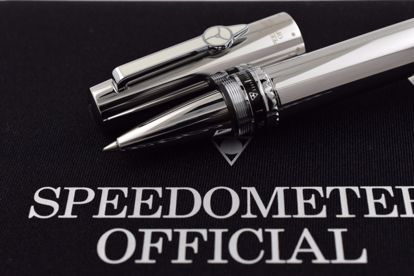 Speedometer Official Silver Steel with Black & Grey Spare Ring Rollerball Pen-Speedometer Official-Truphae