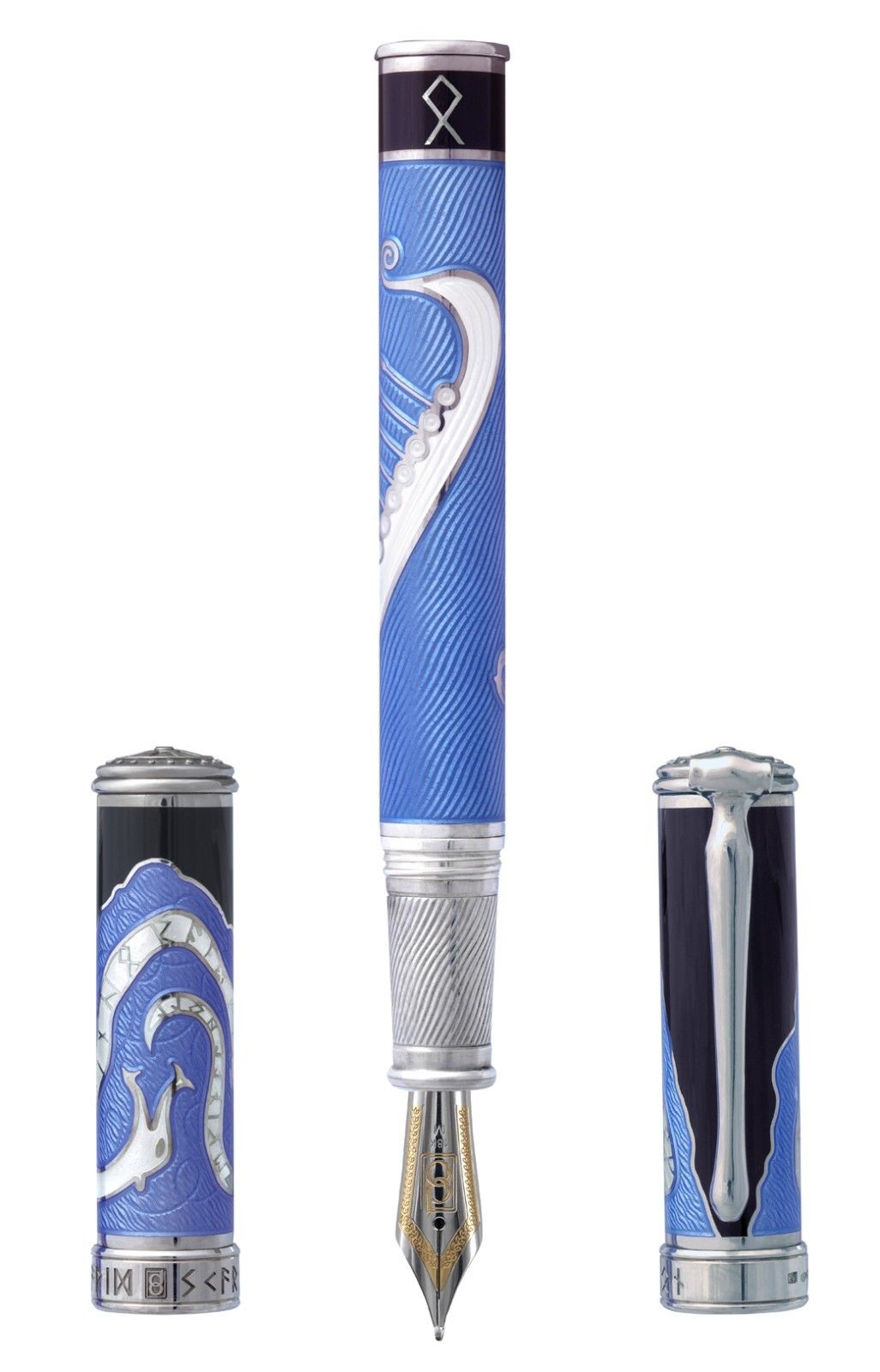 David Oscarson Limited Edition 88 Valhalla Odin Blue Black & White Fountain Pen-David Oscarson-Truphae
