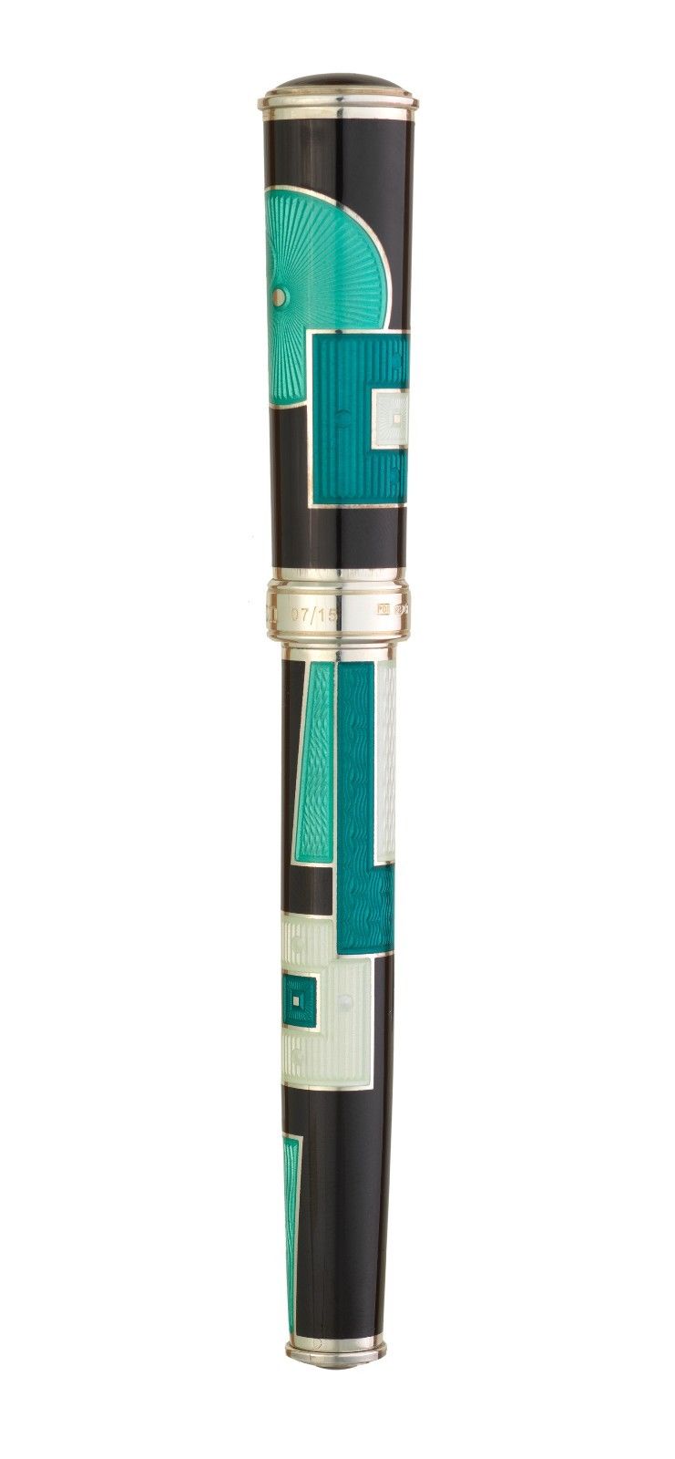 David Oscarson 15th Anniversary American Art Deco Black Teal Rollerball Pen-David Oscarson-Truphae