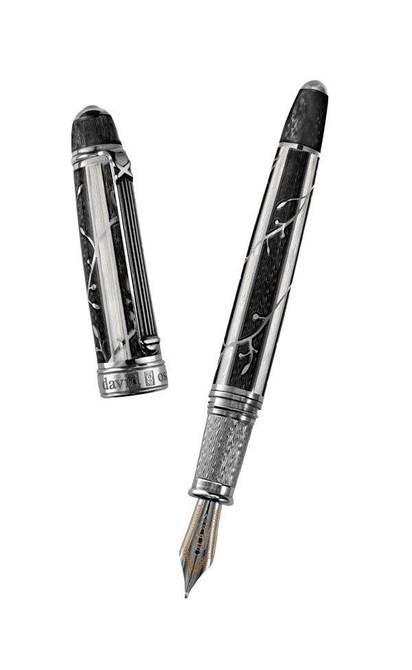 David Oscarson Limited Edition Trellis Collection Black Hard Enamel Fountain Pen-David Oscarson-Truphae