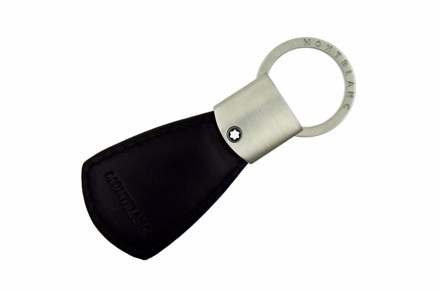 Montblanc Diaries & Notes Triangle Black Leather Key Fob Keyring 101783-Montblanc-Truphae