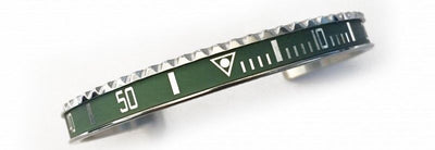 Speedometer Official Silver Steel Vintage Matt Green & Silver Bangle Bracelet-Speedometer Official-Truphae